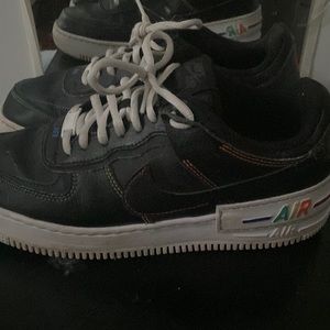Nike black airforces with rainbow color way barely used